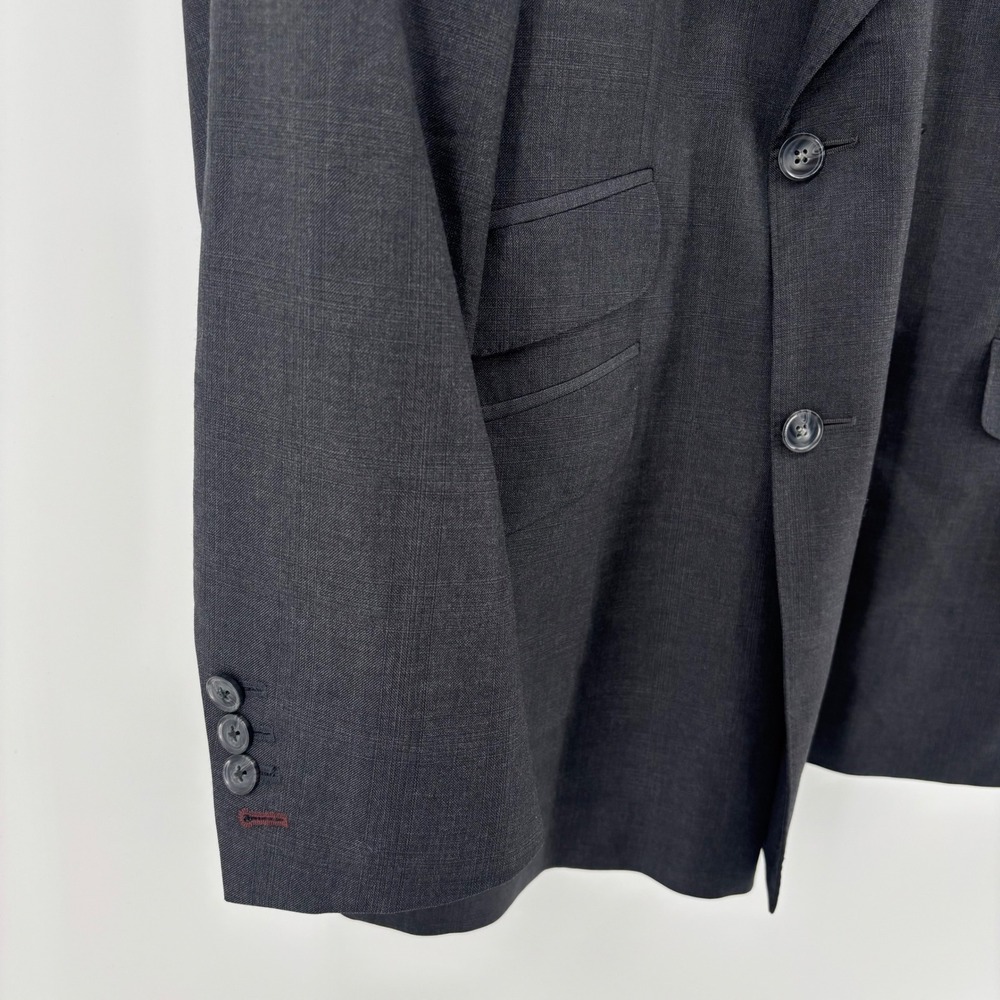 Peter Millar Mens Double Breasted Blazer Charcoal Gray Wool Peak Lapel Jacket - Picture 4 of 16